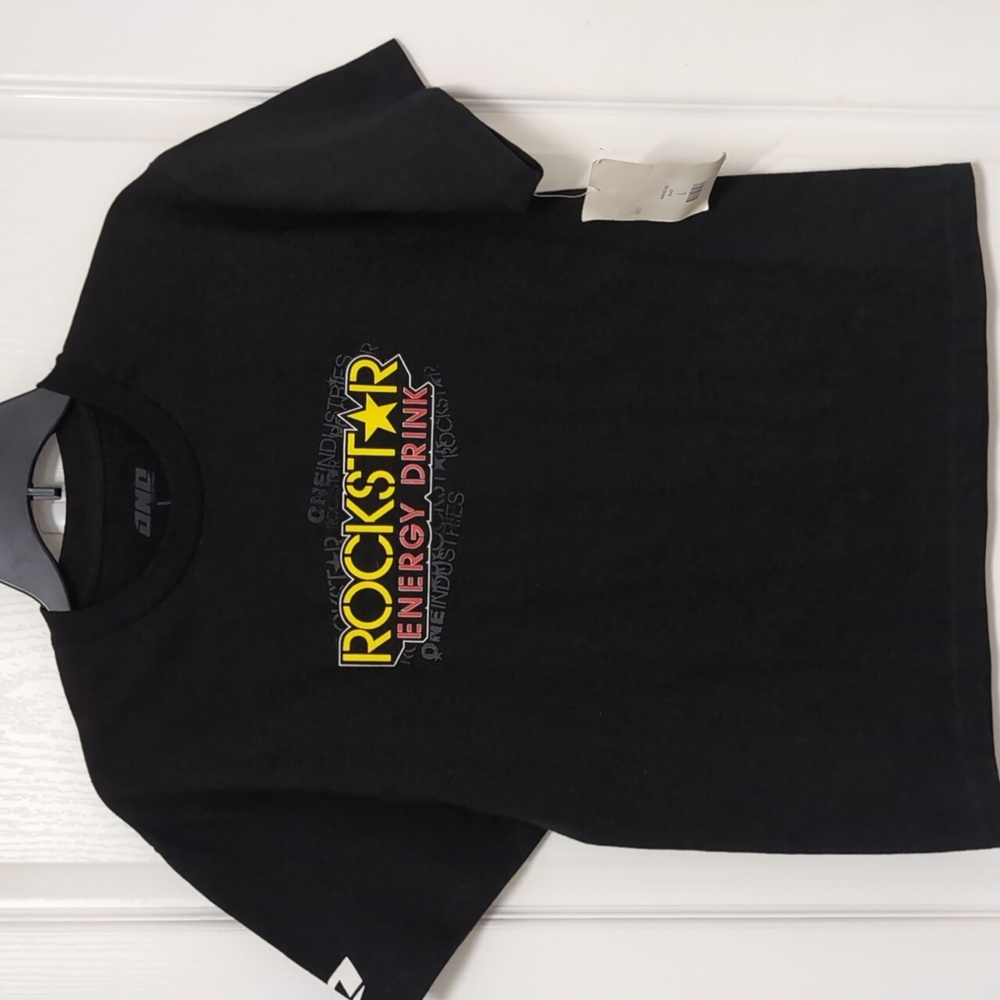 Boys Rockstar Energy Drink Black Logo Tee.Boys large. Motocross. BMX
